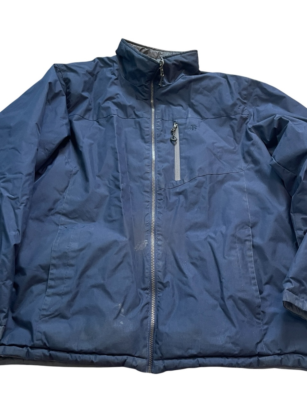 Izod Mens Navy Blue Grey Reversible Winter Coat Size Large